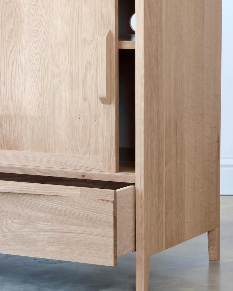 Sliding-Door Media Sideboard with Deep Drawer