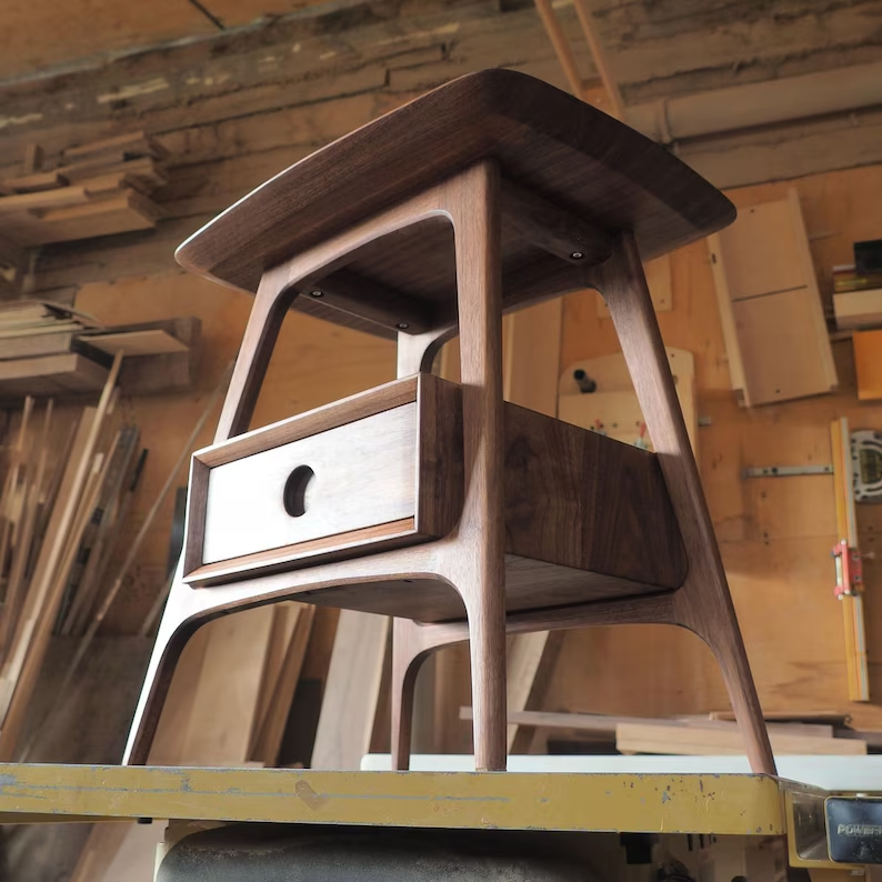 Mid-Century Solid Wood Nightstand