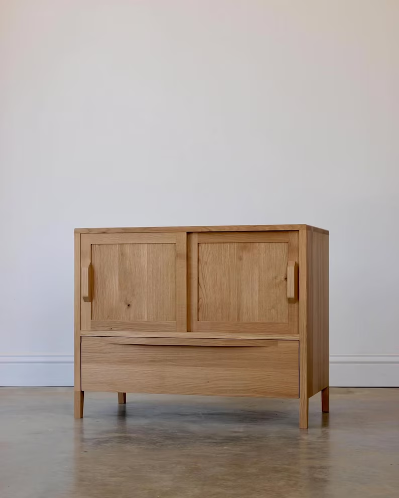 Sliding-Door Media Sideboard with Deep Drawer