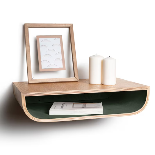 Floating Nightstand Wall Mounted, Modern Walnut Wood Bedside Nightstand, Unique Wall Hanging Oak Nightstands
